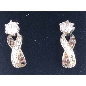 Danbury Mint Ruby CZ Drop Post Earrings